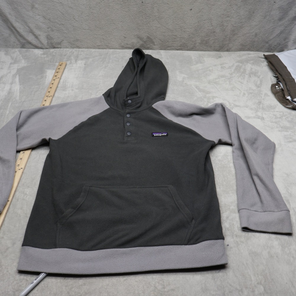 Patagonia Hoodie Mens Small Gray Micro D Hoody Fleece Snap Pullover Sweatshirt